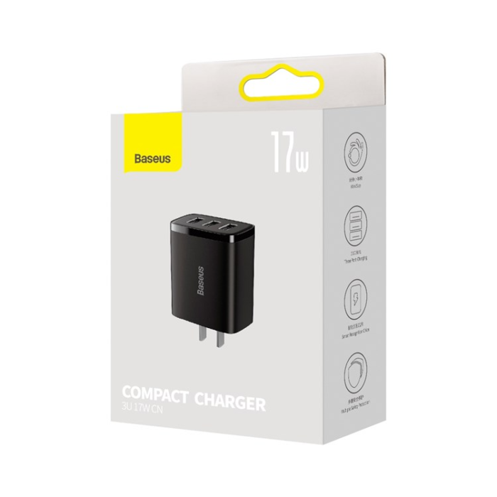 Baseus 17W, Baseus 17W Compact 3 Port, Baseus 17W Compact 3 Port USB Mobile Charger for sale