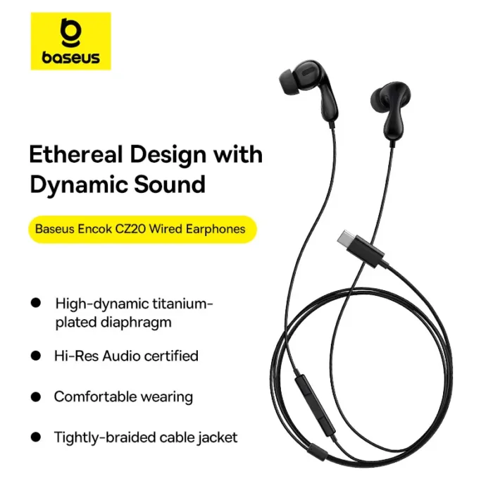 Baseus CZ20 , Baseus CZ20 Wired Earphone, Wired Earphone Type C