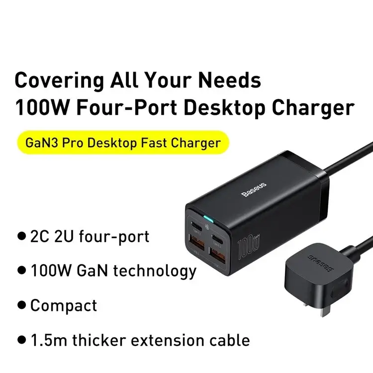 Baseus GaN3 Pro Desktop Fast Charger 2U+2C 100W