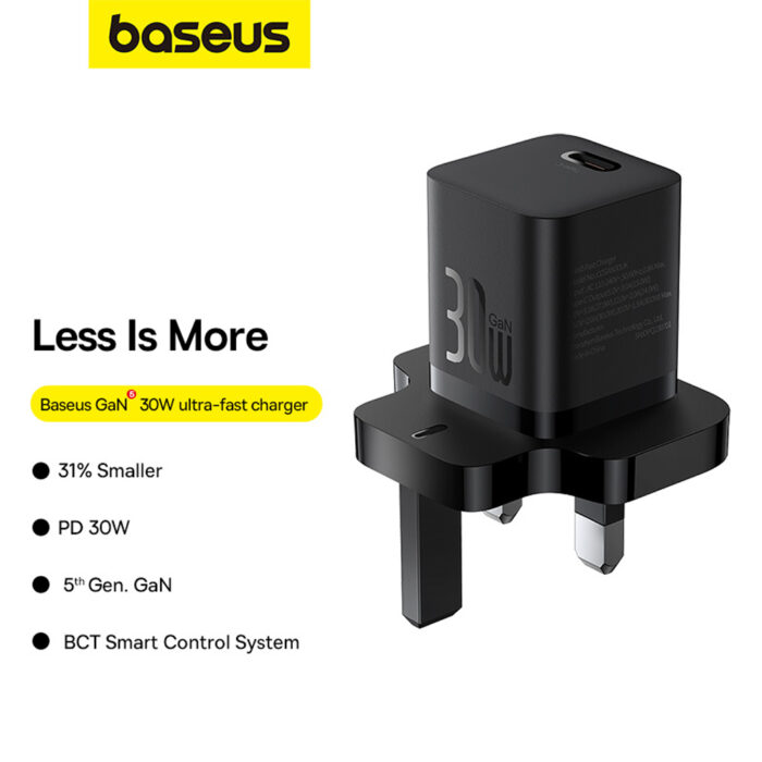 Baseus GaN5 Fast , Baseus GaN5 Fast Charger Mini 1C, Baseus GaN5 Fast Charger Mini 1C 30W EU Black