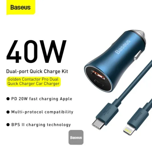 Baseus Golden Contactor,Baseus Golden Contactor Pro Dual Quick Charger Car Charger 40W