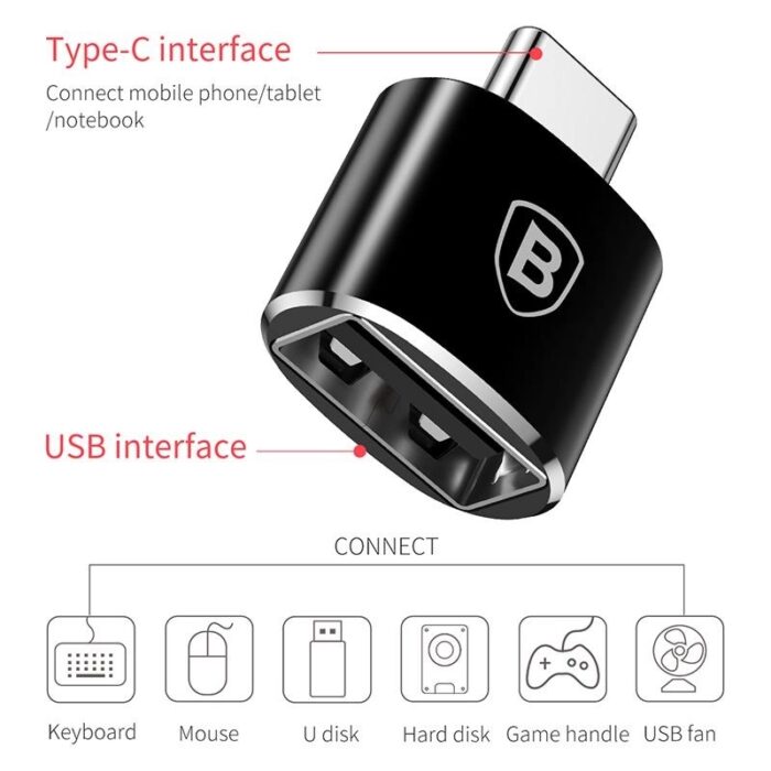 Baseus Mini USB female to Type-C male adapter converter