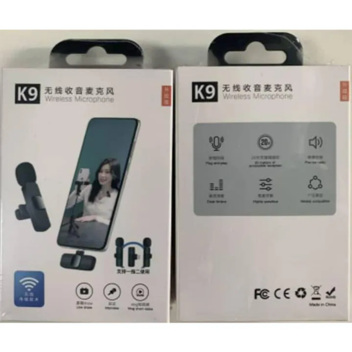 K9 Dual Wireless Lavalier, K9 Dual Wireless Lavalier, K9 Dual Wireless Lavalier Microphone Mic USB Type C