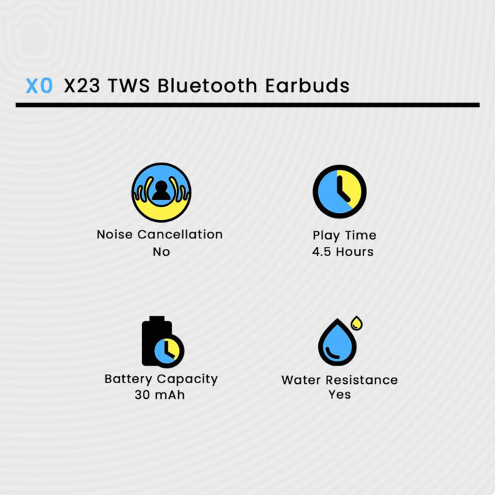 XO X23 TWS Bluetooth Earbuds Black - Image 5