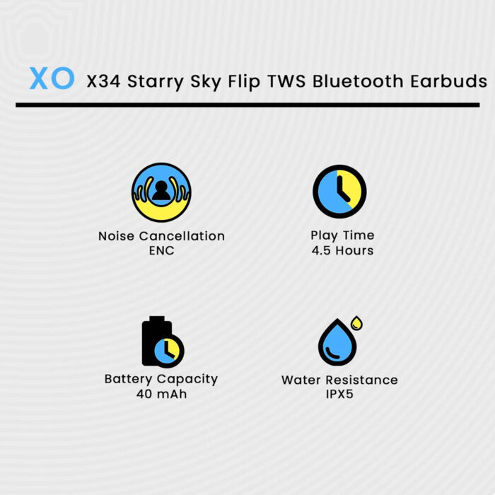 XO X34 Starry Sky Flip TWS Bluetooth Earbuds - Image 5