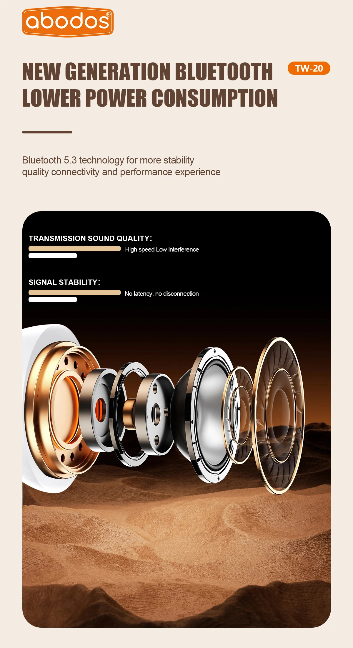 Abodos TW-20 Wireless Earphones