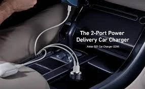 Anker A2732 PowerDrive PD+2 Dual Port High Speed 35W Car Charger For Phones & Tablets,20W USB-C,15W USB-A Port