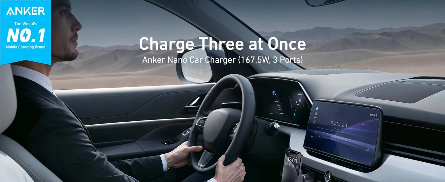 Anker Nano Car Charger 3 Ports 167.5W A2737