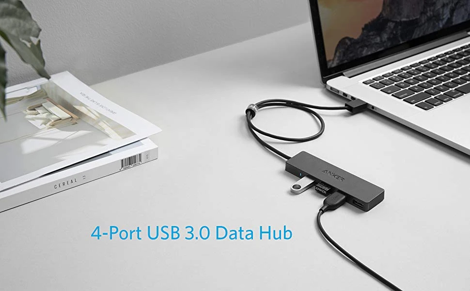Anker A7516 4-Port USB 3.0 Ultra Slim Data Hub Extended Cable For Macbook, Mac Pro / Mini, IMac, Surface Pro, XPS, Notebook PC Hub