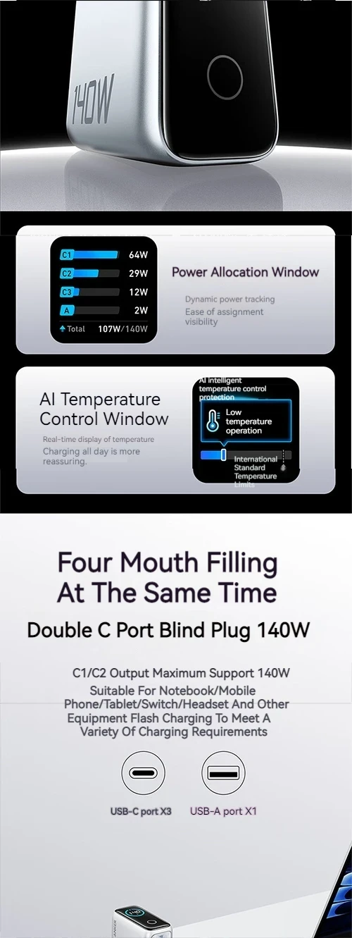 Anker ZOLO 140W GaN 4 Port Charger B2697