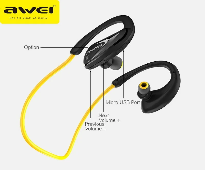 Awei A880BL Wireless Bluetooth Headset Gaming Earphones