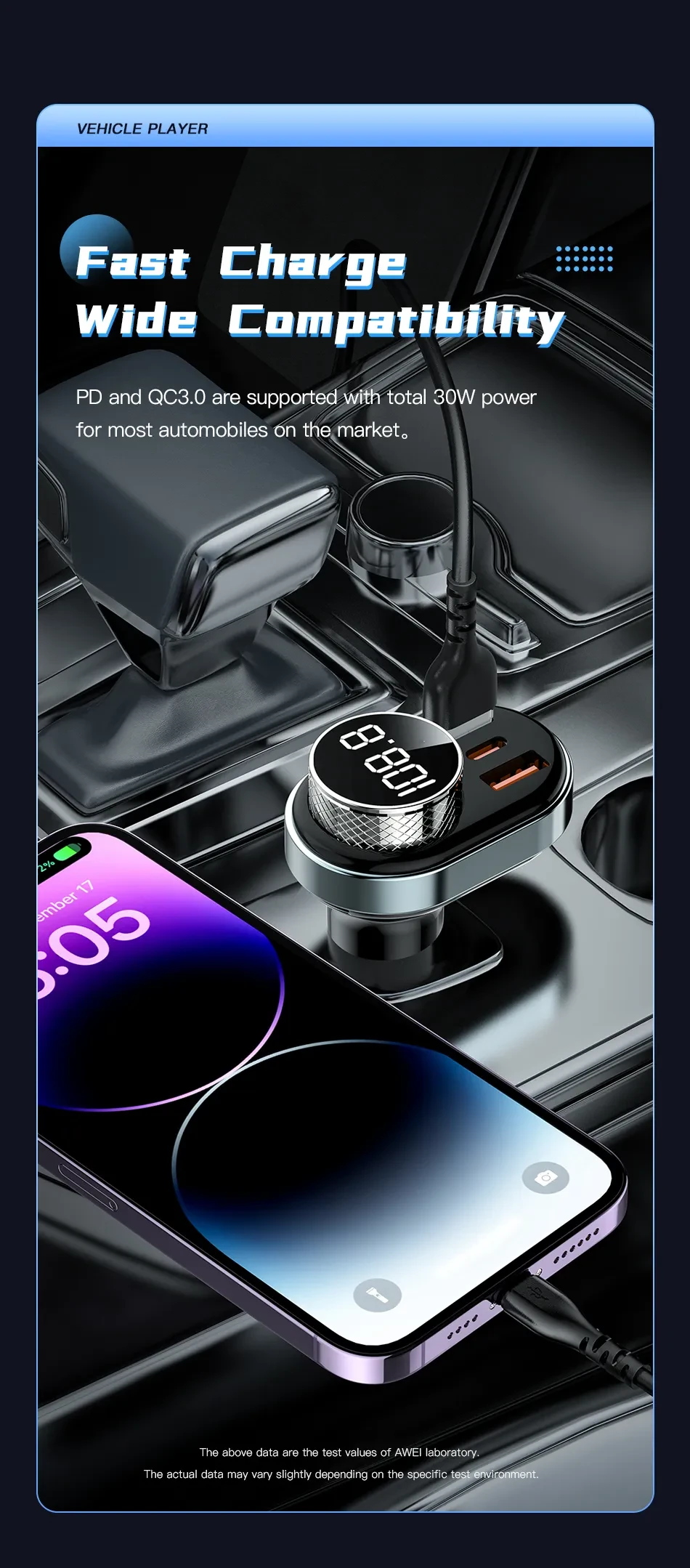 Awei C-843 Mini Car Charger Fast Charger