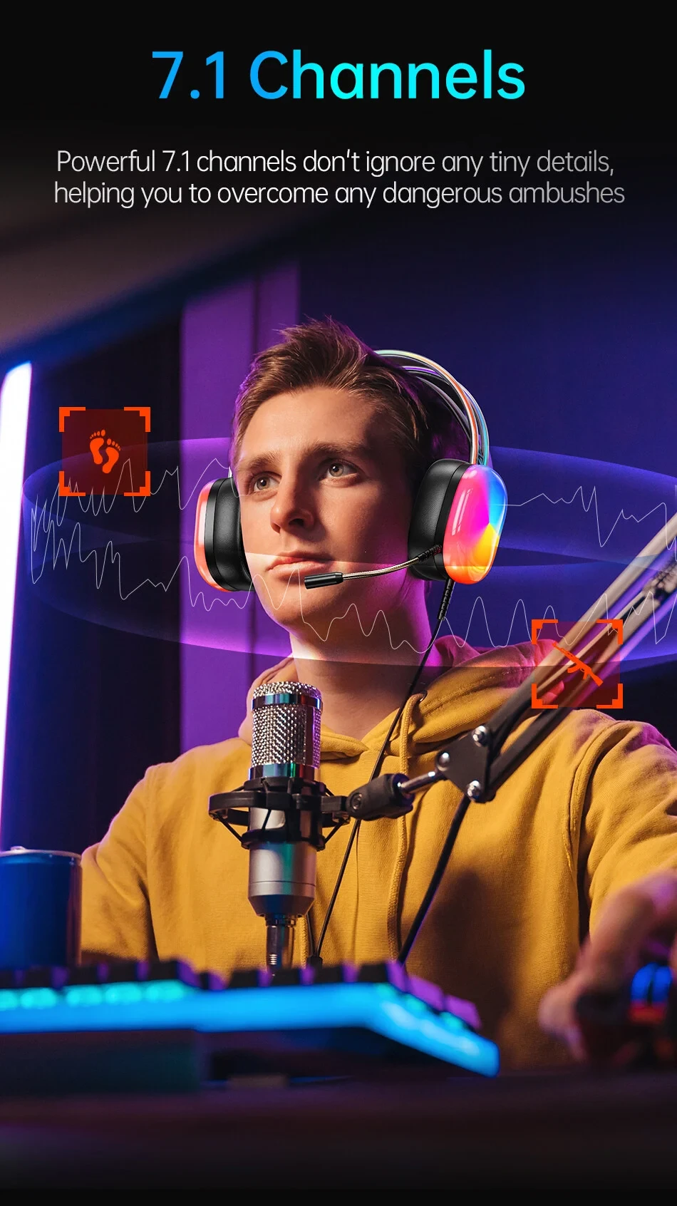 AWEI GM-11pro Colorful Light Gaming Headset – Black