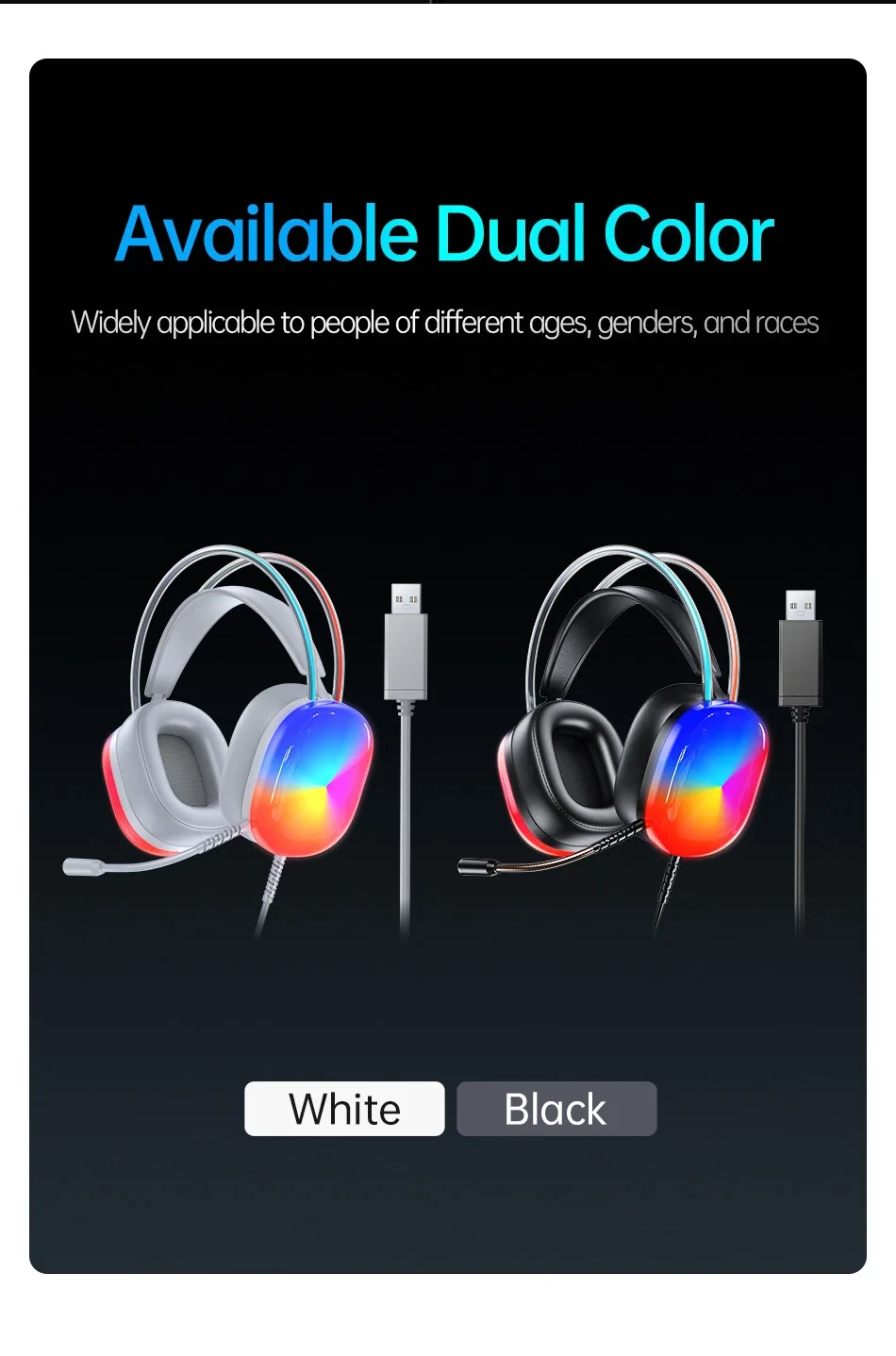 AWEI GM-11pro Colorful Light Gaming Headset – Black