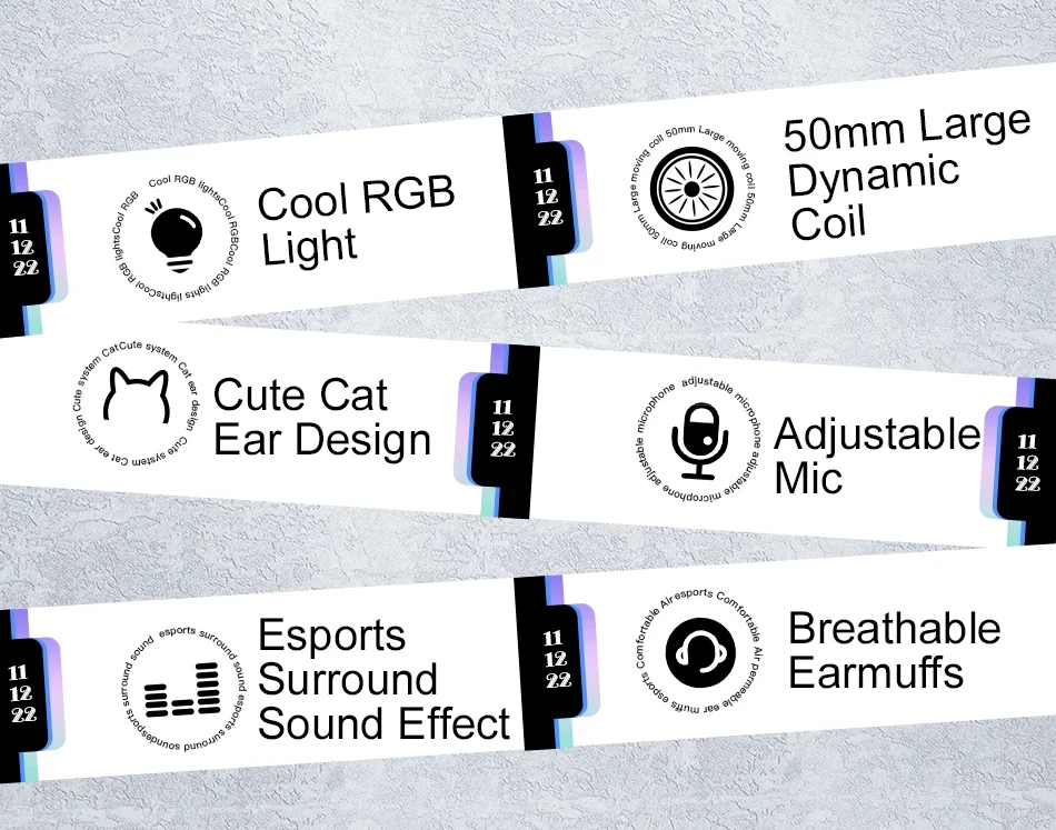 Awei GM-9 Flash Light Cat Ears Headphones with Microphone