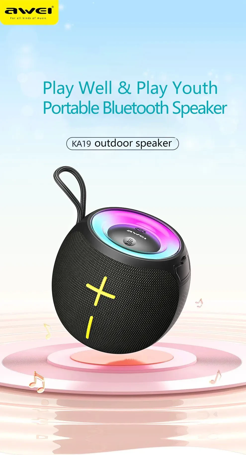 Awei KA19 Portable Outdoor Bluetooth Speaker 360°