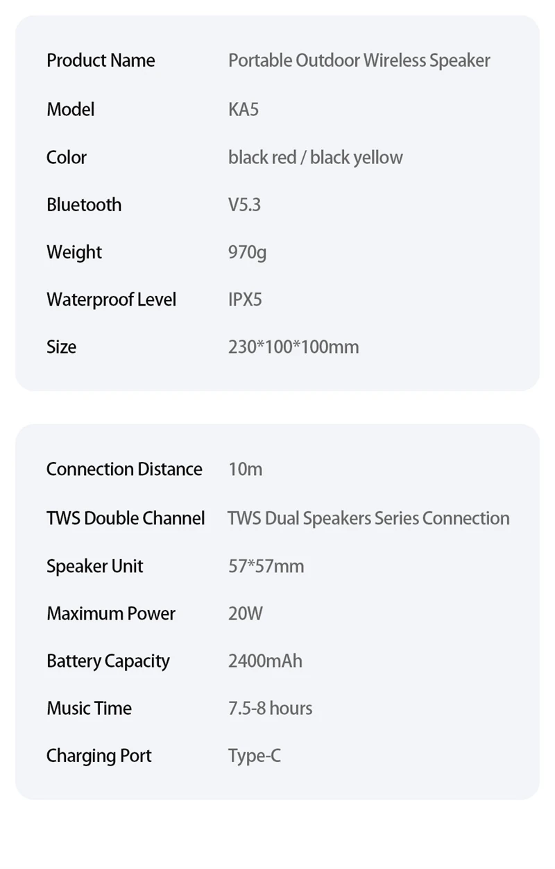 Awei KA5 20W Bluetooth Portable Speaker V5.3