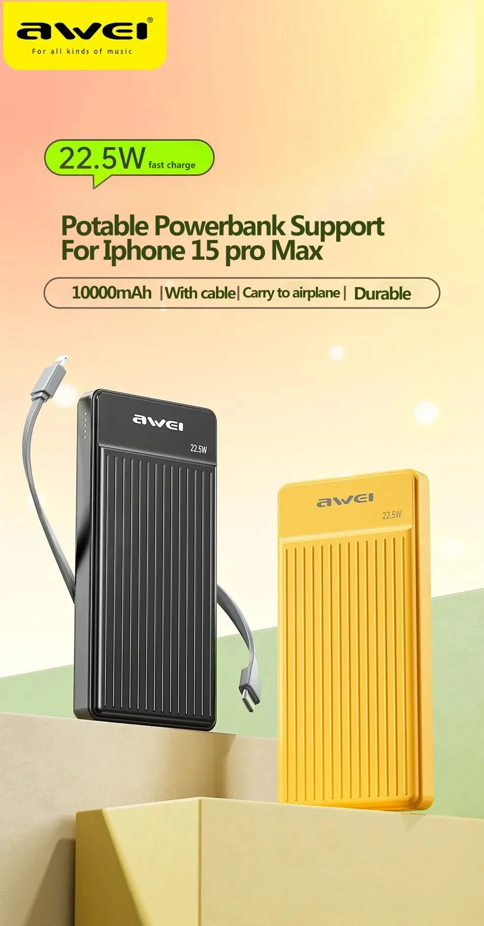Awei P88K Portable Power Bank 10000mAh