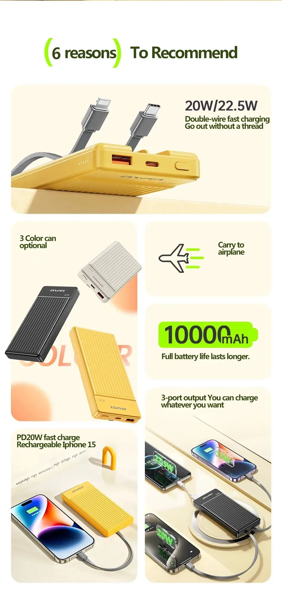 Awei P88K Portable Power Bank 10000mAh