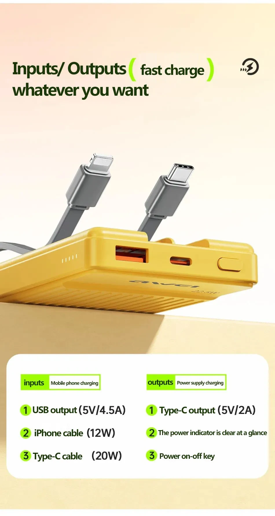 Awei P88K Portable Power Bank 10000mAh