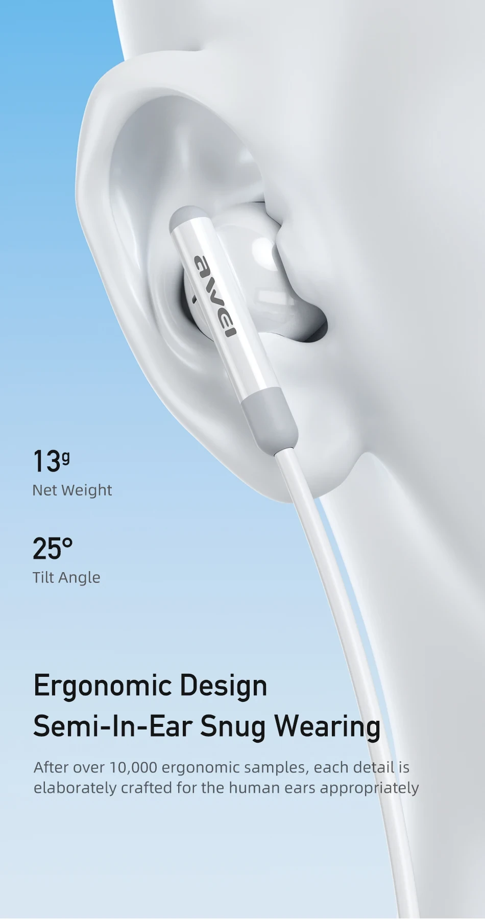 Awei PC-6/PC-6T Wired Earphones 3.5mm