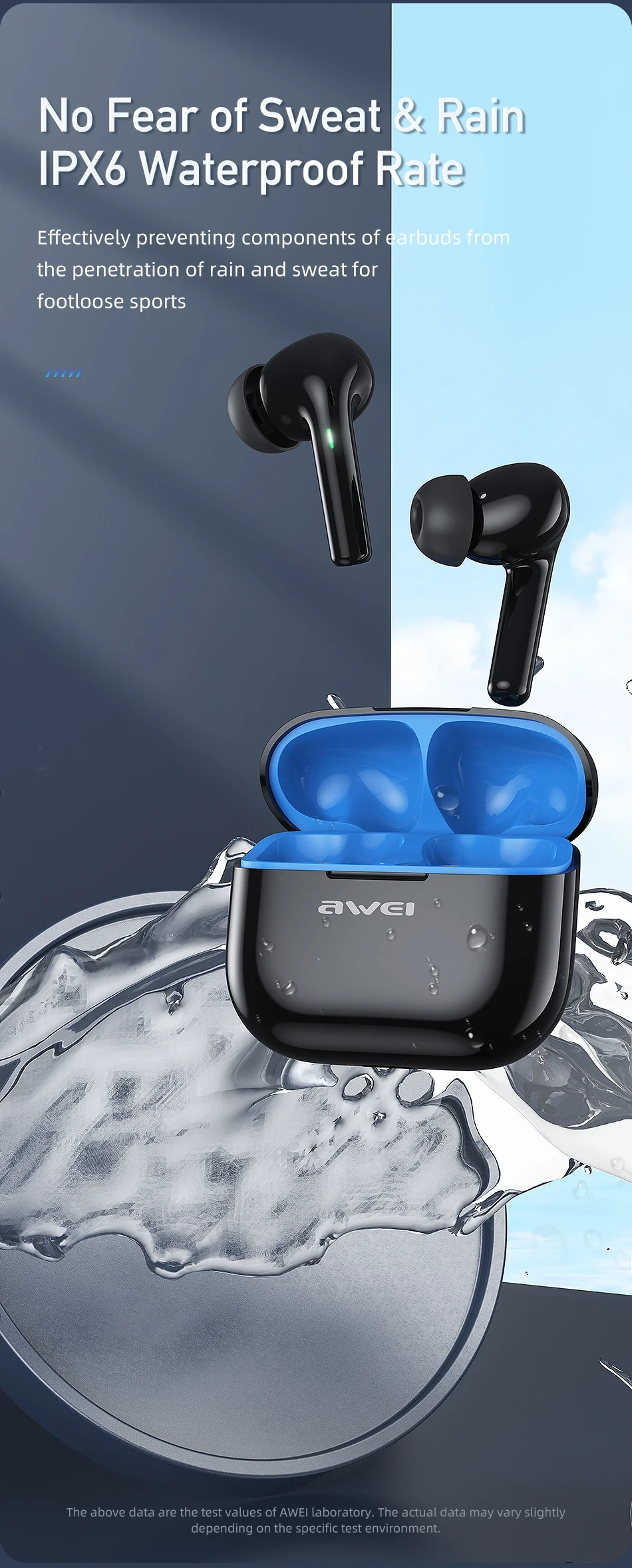Awei T1 Pro True Sports Earbuds With Charging Case