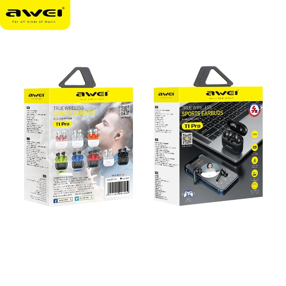 Awei T1 Pro True Sports Earbuds With Charging Case