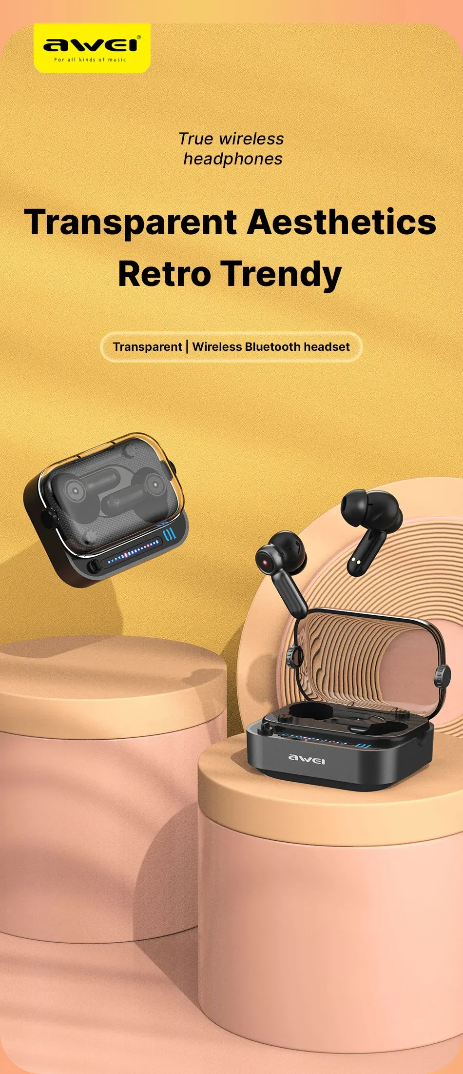 Awei T58 ANC V5.3 Wireless Bluetooth Earphones