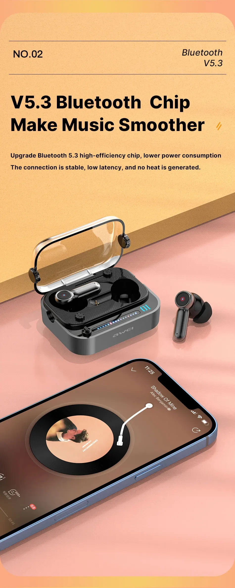 Awei T58 ANC V5.3 Wireless Bluetooth Earphones