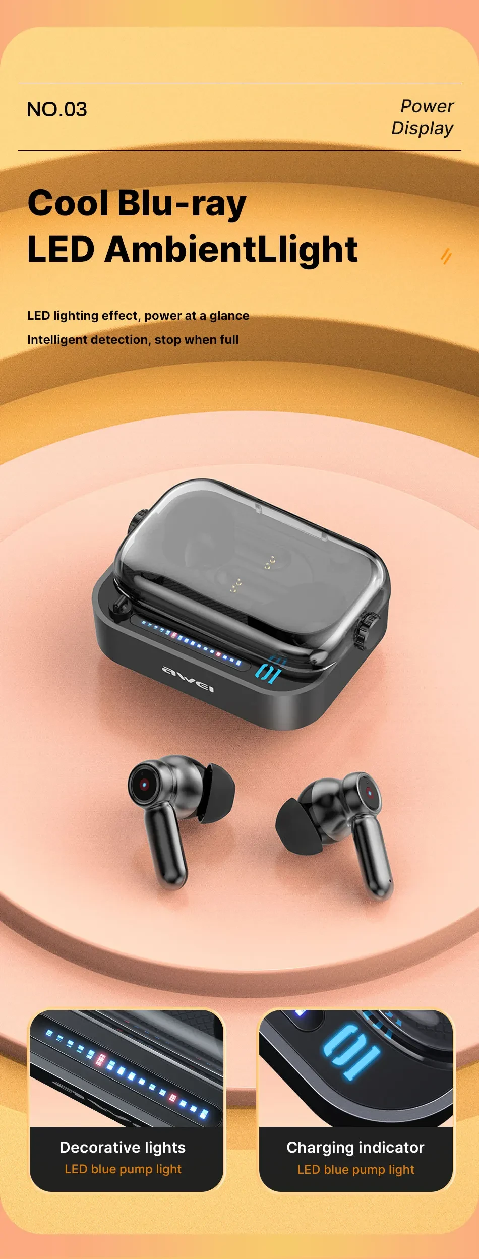 Awei T58 ANC V5.3 Wireless Bluetooth Earphones