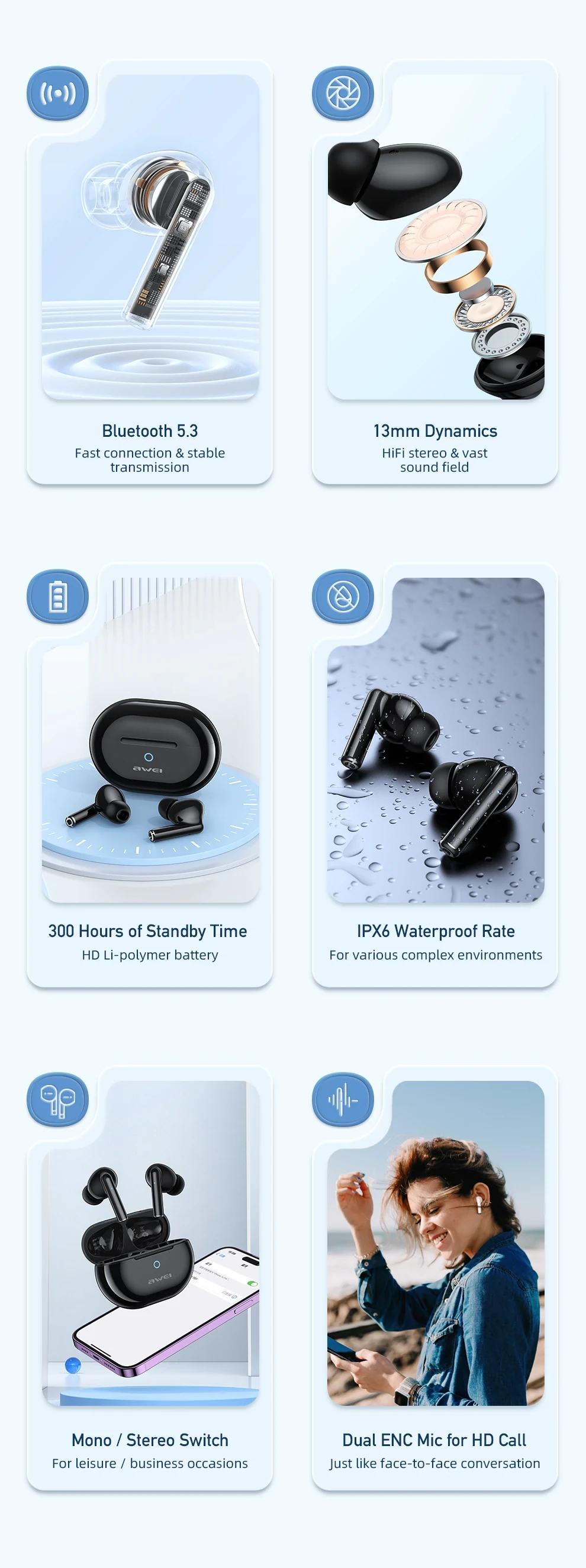 Awei T61 Wireless Noise Cancelling Earbuds