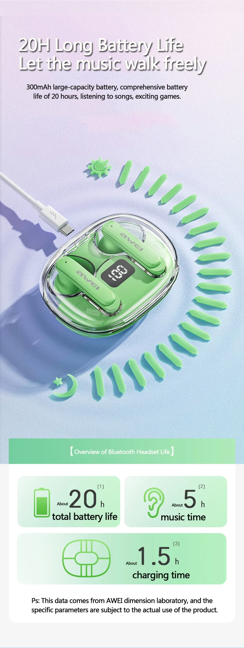 Awei T86 ENC Noise Canceling Wireless Earphones
