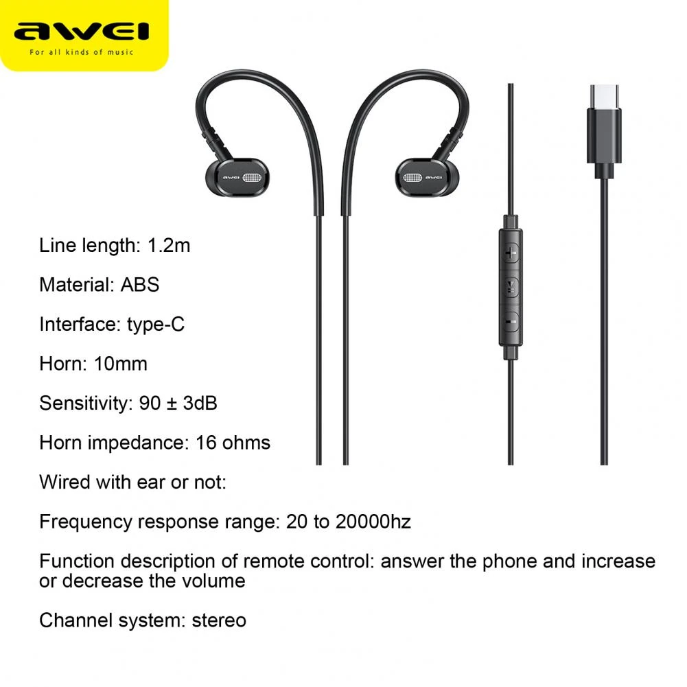 Awei TC-6 Wired Earphone Type-C Handsfree