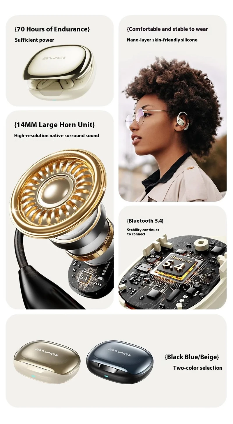 Awei OWS TZ12 Air Conduction Ear-hook Bluetooth Earphone