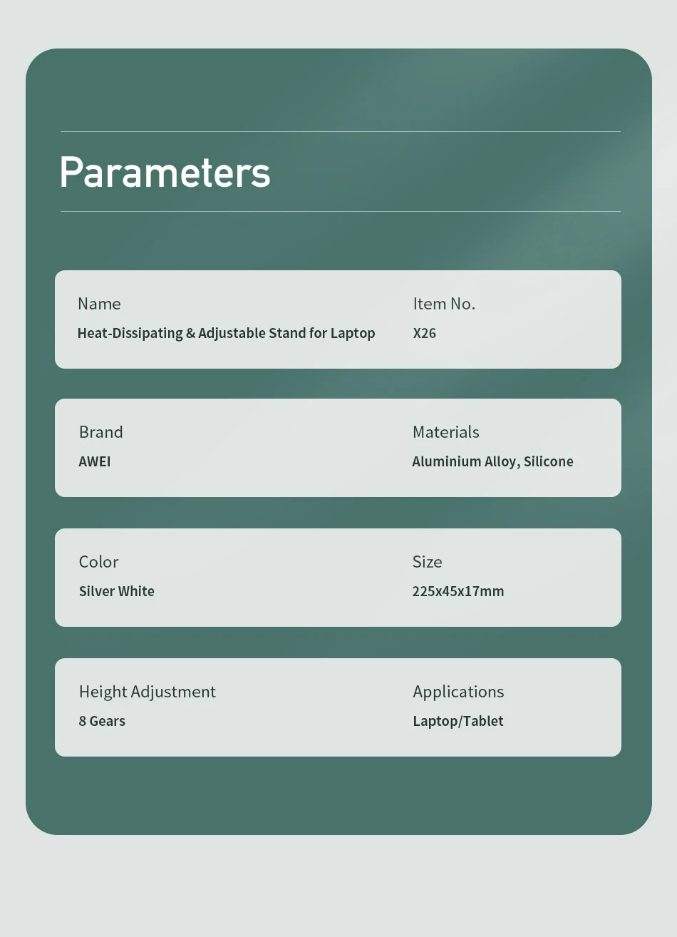 Awei X26 Portable Multi-function Aluminum Stand For Laptop Tablet