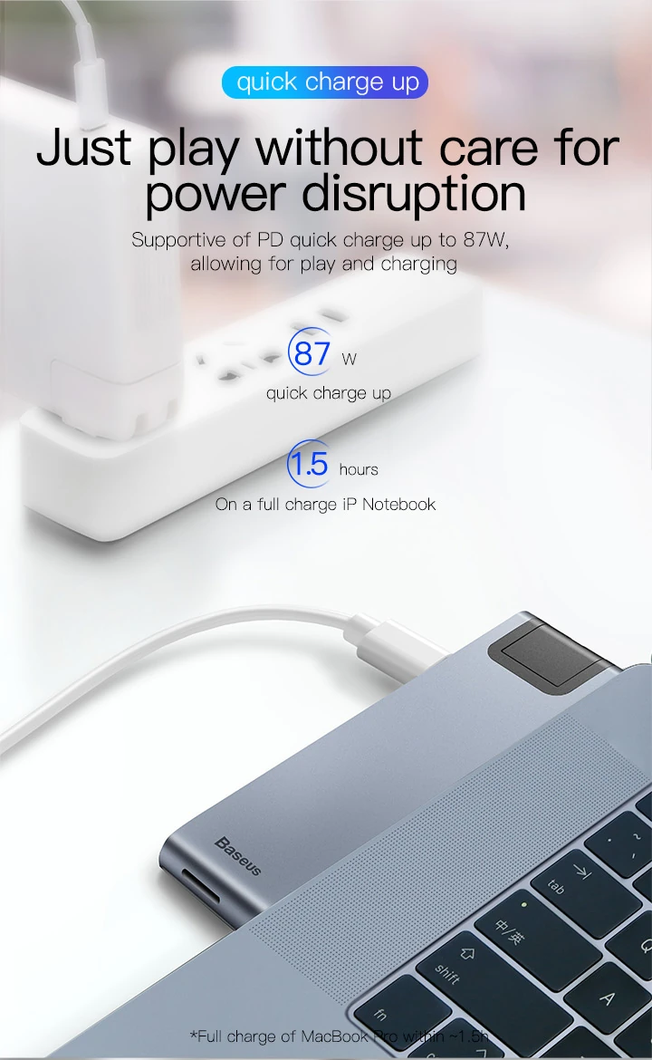 Baseus 7-in-1 Dual USB-C Thunderbolt Hub For MacBook Pro-CAHUB-L0G