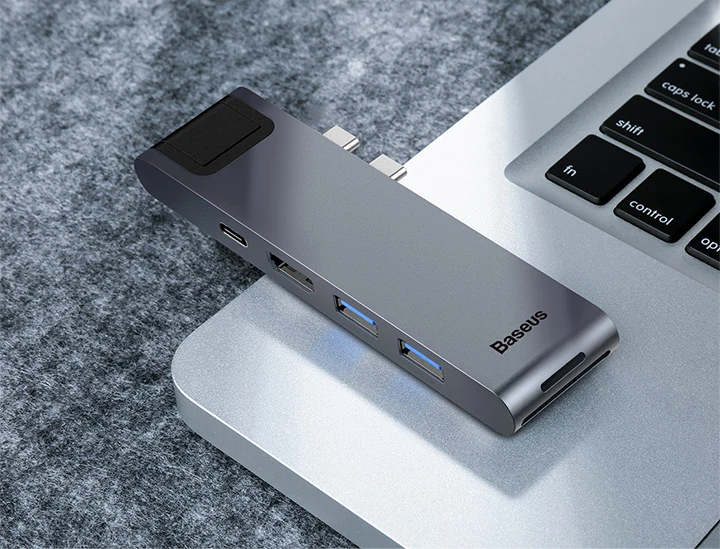 Baseus 7-in-1 Dual USB-C Thunderbolt Hub For MacBook Pro-CAHUB-L0G