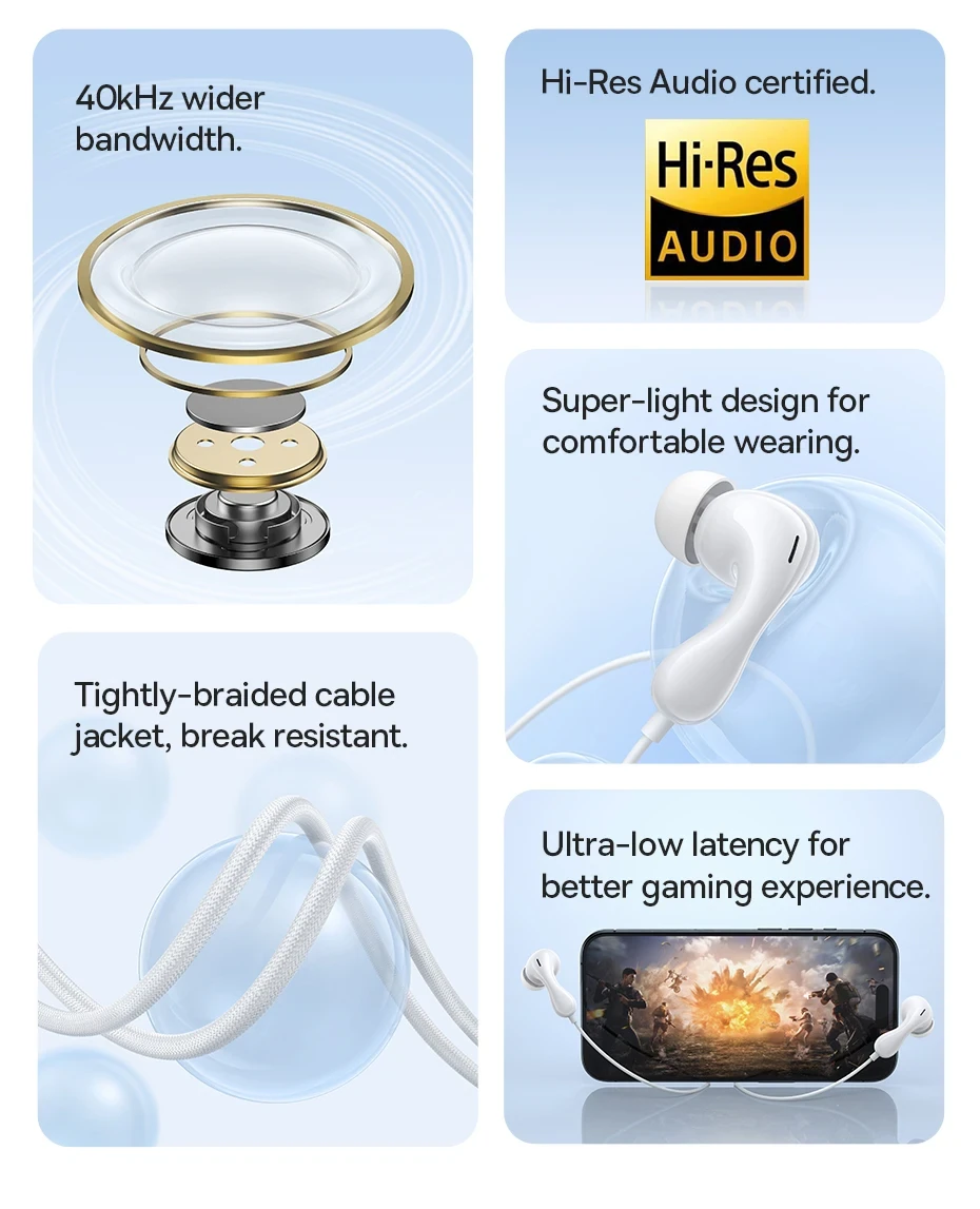 Baseus CZ20 Wired Earphone USB-C Black