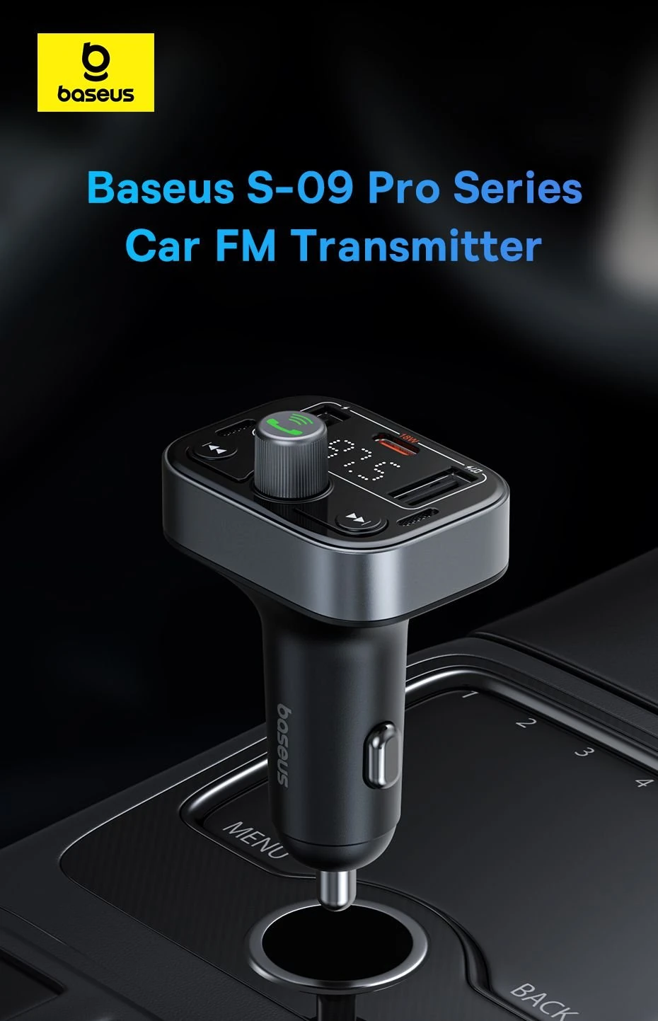 Baseus Car FM Transmitter S-09 Pro Series Black
