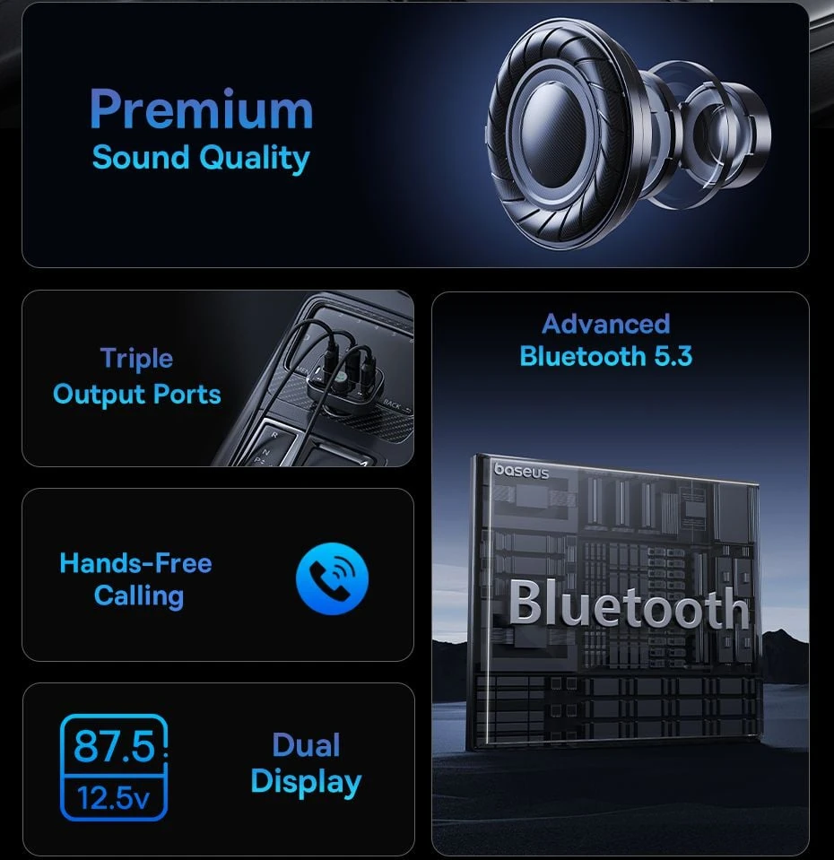 Baseus Car FM Transmitter S-09 Pro Series Black