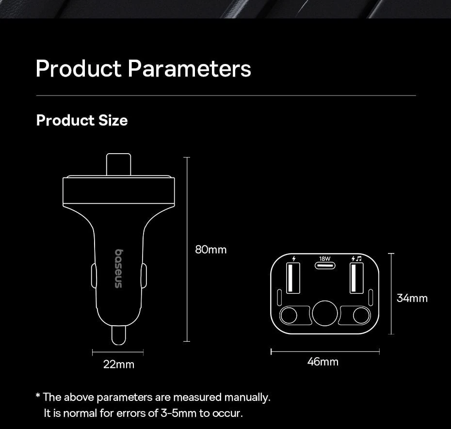 Baseus Car FM Transmitter S-09 Pro Series Black