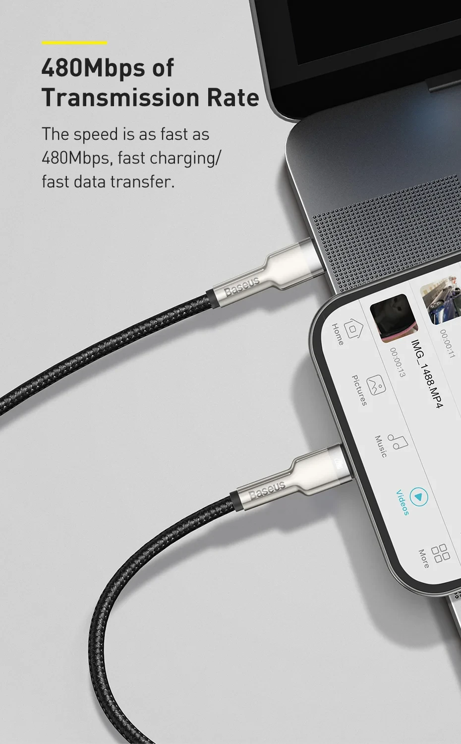Baseus Cafule Series Metal Data Cable Type-C to iPhone PD 20W 1m Black