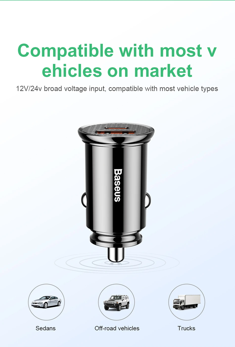 Baseus Circular Plastic A+C 30W PPS Car Charger Black