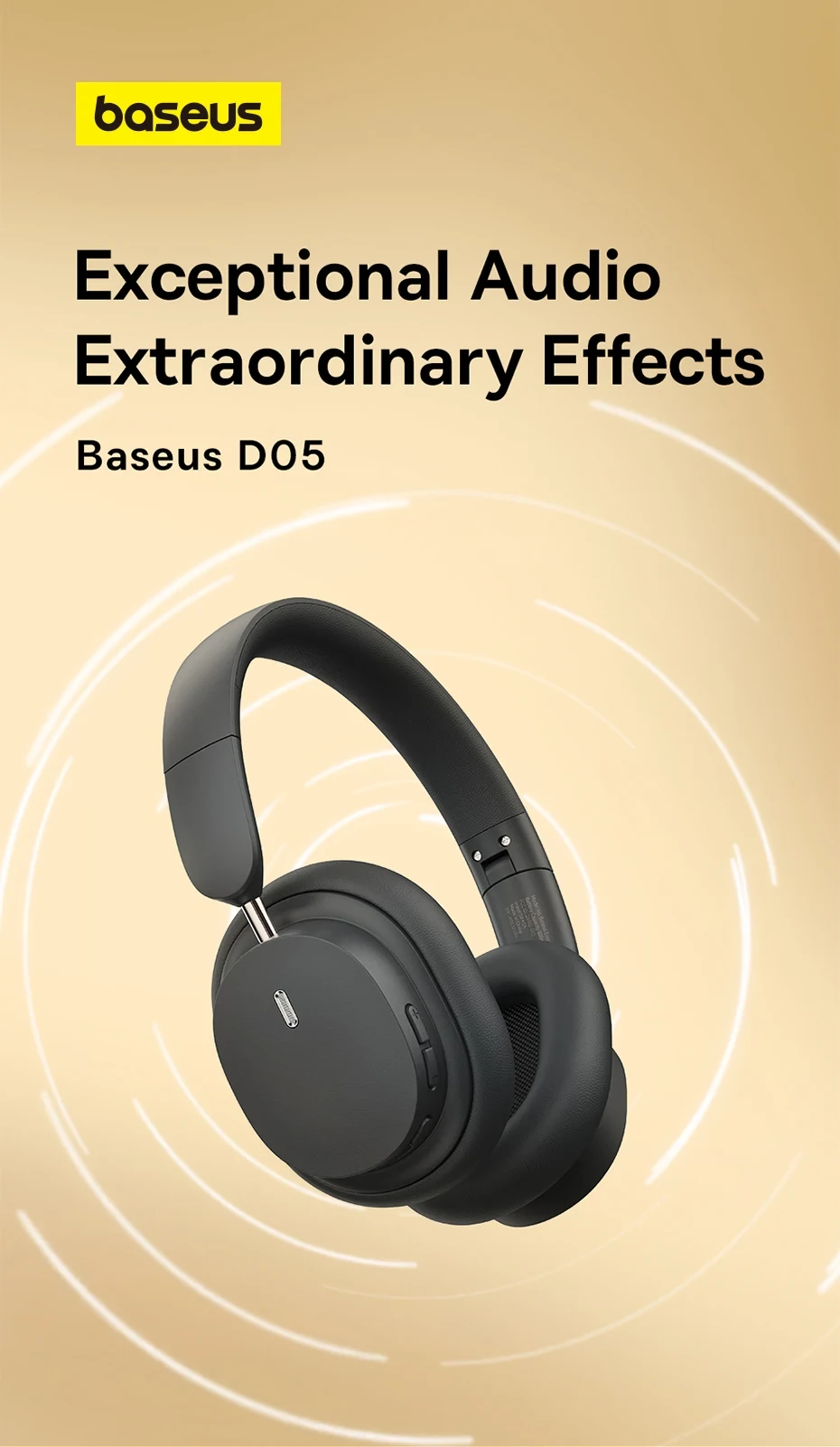 Baseus Bowie D05 Wireless Headphone Bluetooth 5.3 Earphone HIFI Stereo Headset 40mm Driver Foldable Over Ear Headphone 70H Time