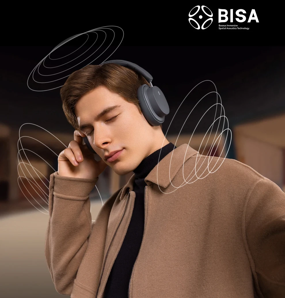 Baseus Bowie D05 Wireless Headphone Bluetooth 5.3 Earphone HIFI Stereo Headset 40mm Driver Foldable Over Ear Headphone 70H Time