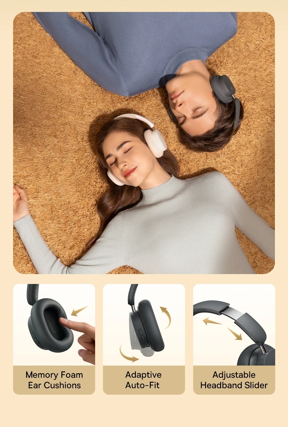 Baseus Bowie D05 Wireless Headphone Bluetooth 5.3 Earphone HIFI Stereo Headset 40mm Driver Foldable Over Ear Headphone 70H Time