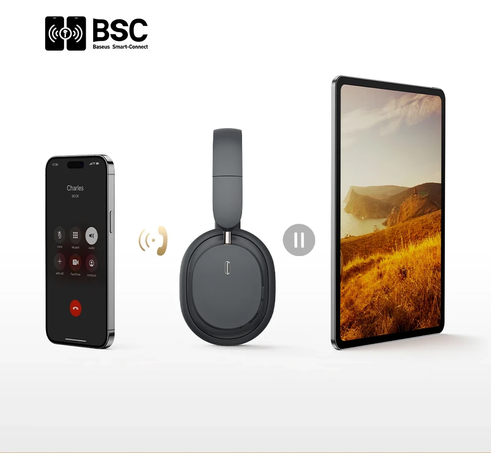 Baseus Bowie D05 Wireless Headphone Bluetooth 5.3 Earphone HIFI Stereo Headset 40mm Driver Foldable Over Ear Headphone 70H Time