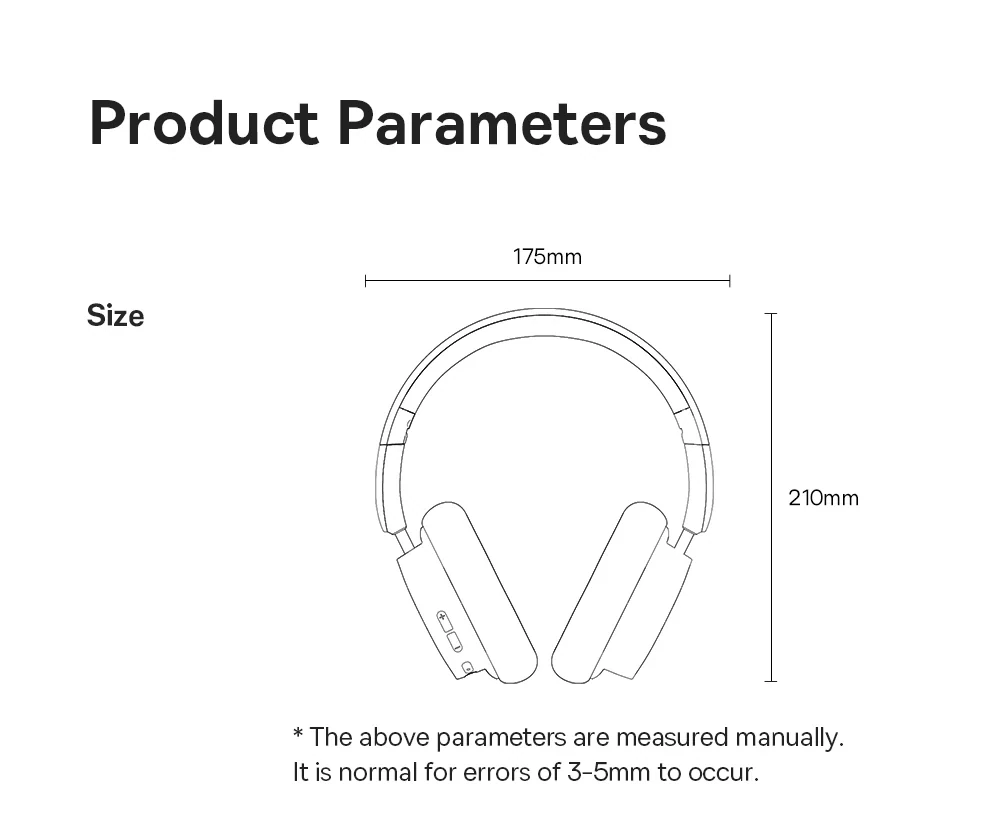 Baseus Bowie D05 Wireless Headphone Bluetooth 5.3 Earphone HIFI Stereo Headset 40mm Driver Foldable Over Ear Headphone 70H Time