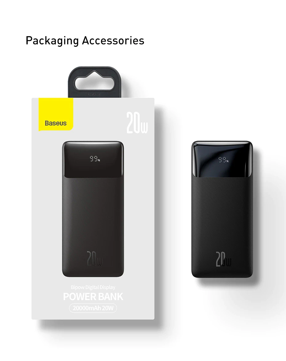 Baseus Bipow 10000mAh 20W Digital Display Power bank Black