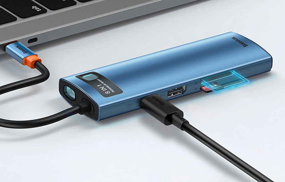 Baseus 8-in-1 Hub Adapter USB-C to 3x USB 3.0 + HDMI + USB-C PD 4K HD
